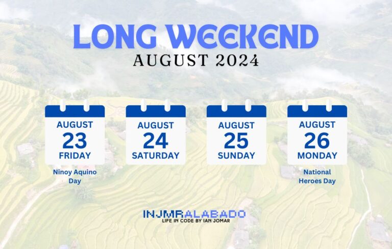 Malacañang announces a four-day long weekend with August 23 declared a non-working holiday